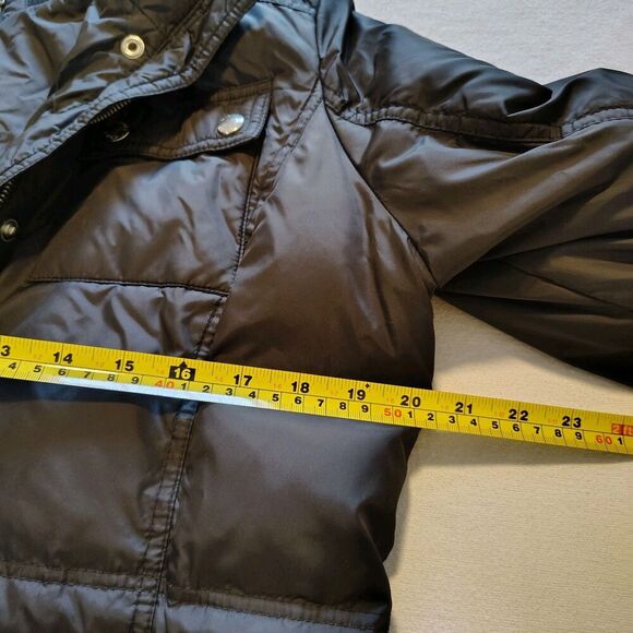 Women's MICHAEL KORS MK Black Hooded Double Zip Puffer Coat Size Small Ski Warm - Picture 5 of 8